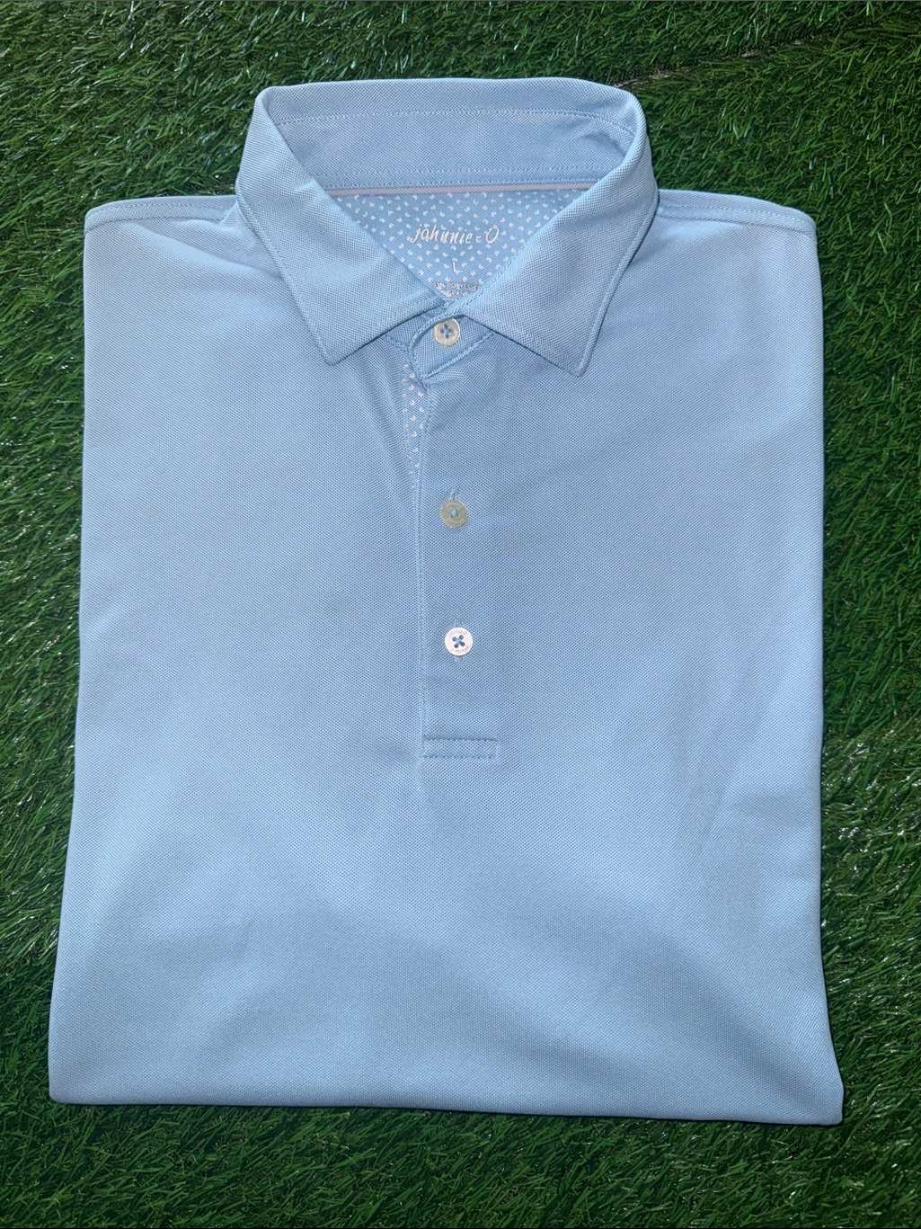 Johnnie-O Pale Blue Polo With Spread Collar